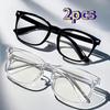 2pcs Classic Square Blue Light Blocking Glasses Comfortable, Unisex Style.