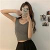 Korean Style Pure Cotton Camisole Vest Fixed Cup with Chest Cushion Sleeveless Short Top for Wearing on The Outside and On The Inside