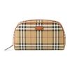 Сумка для путешествий из клетчатой кожи с тисненым патчем и застежкой-молнией Косметичка Средняя Женская косметичка Бежевый 80671581