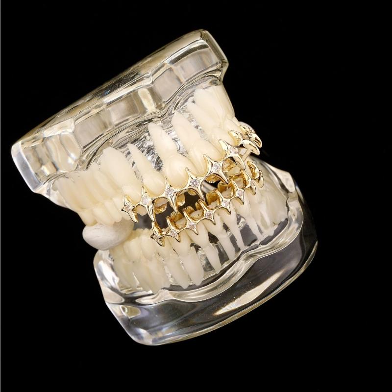 Unisex Star Accented Mouth Grills Present for Hip Hop Fan Comfortable Tooth Grills Suitable for Party and Performances