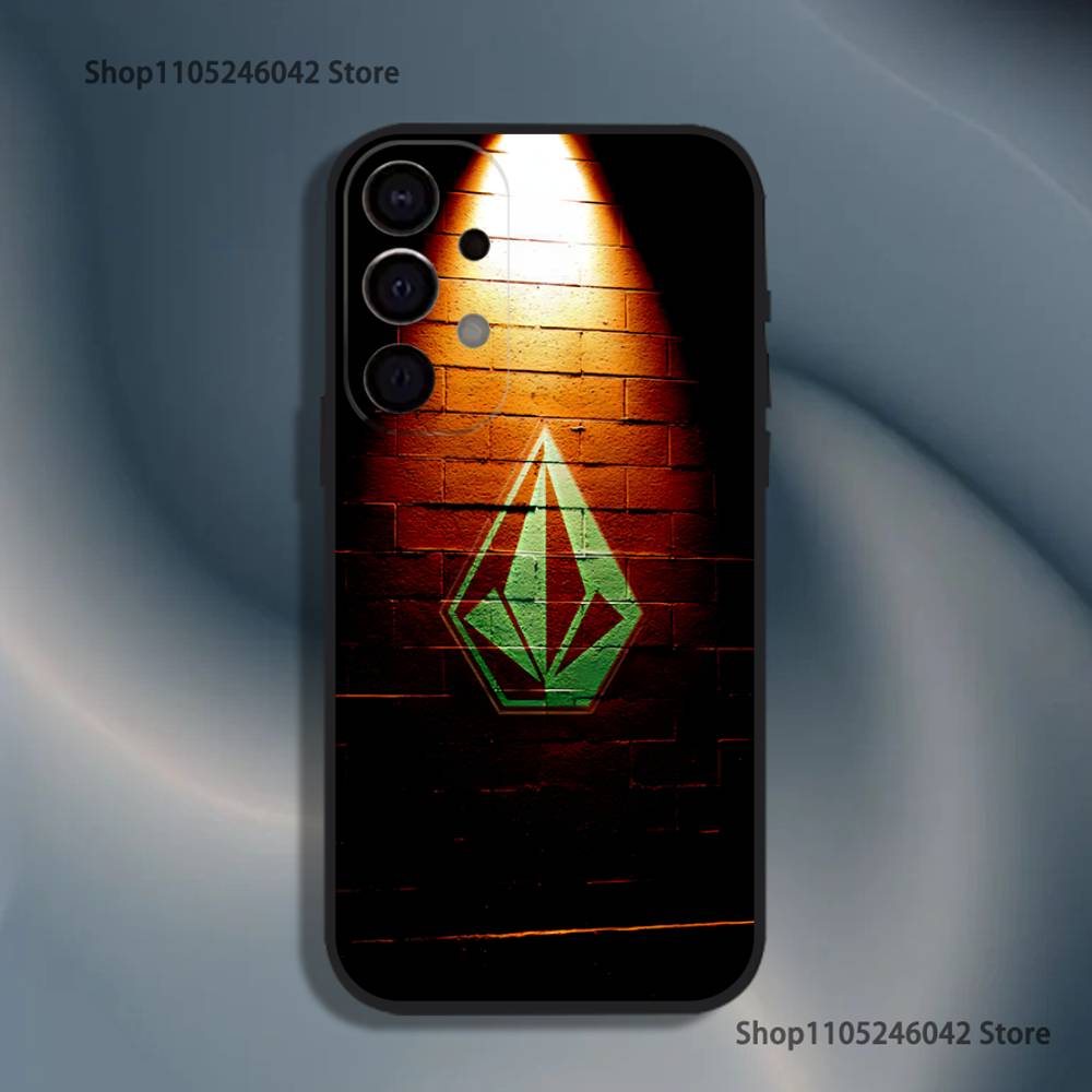 L-Luxury V-VOLCOM-S Чехол в спортивном стиле для телефона Samsung S25, S24, S21, S22, S23, S30, Ultra, S20, Plus, Fe, Lite, 5G Черный