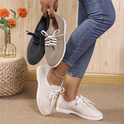 Модные женские кроссовки, новые легкие туфли на плоской подошве с дышащей сеткой и шнуровкой для женщин, повседневные универсальные кроссовки для женщин, Zapatos De Mujer