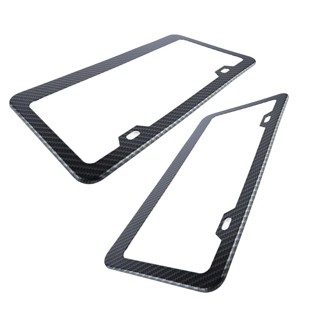 2Pcs Car License Plate Frames Carbon Fiber License Plate Frame Rustproof Universal for Automobiles