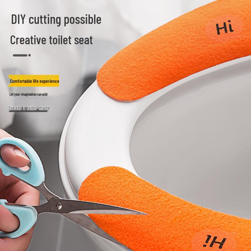 Four Seasons Cartoon Electrostatic Toilet Seat Cushion Pad - Warm, Thick, Adhesive, Universal Fit