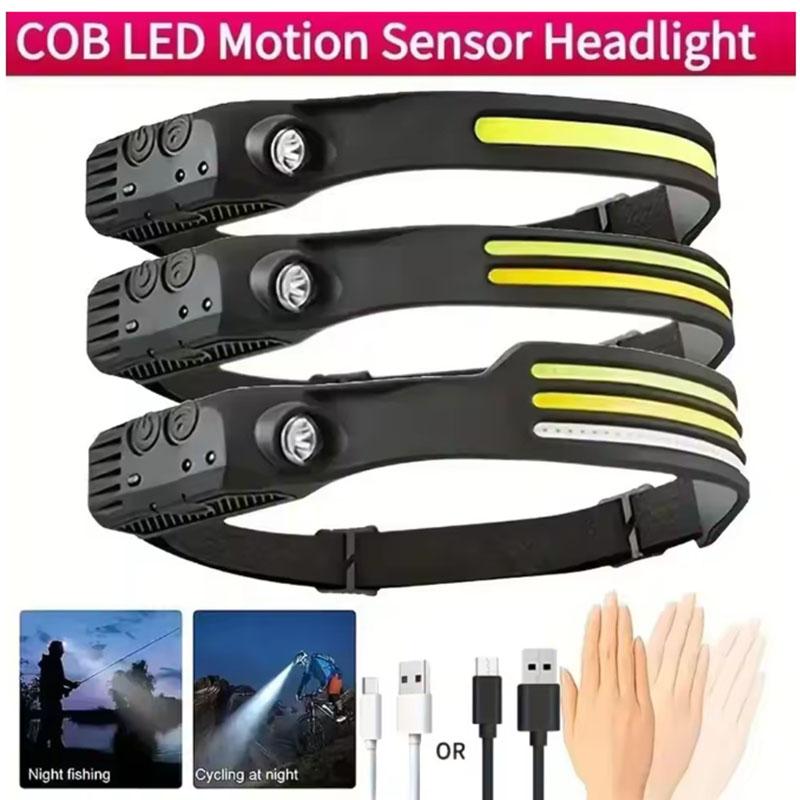 COB LED Sensor Headlamp USB перезаряжаемый супер яркий индукционный Headlight с 5 режимами для рыбалки кемпинга походов на открытом воздухе