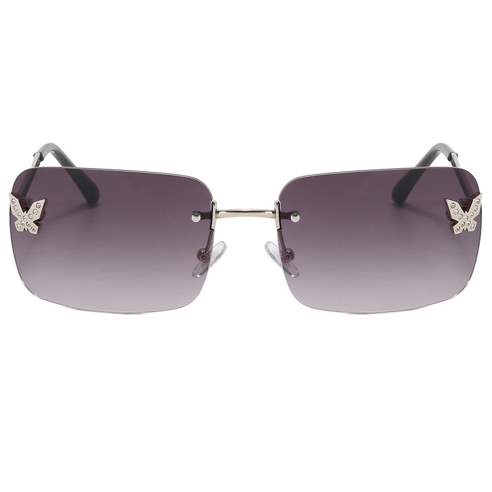 Superhot Eyewear 32161 Fashion 2023 Butterfly Design Rectangular Rimless Gradient Tinted Sunglasses