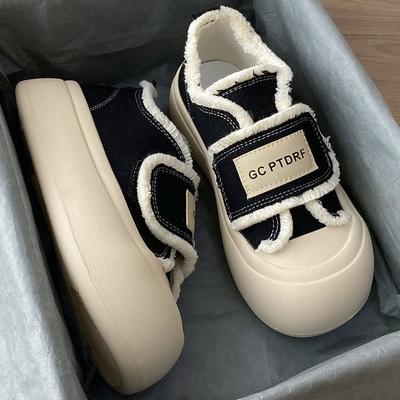 Холщовые женские туфли на платформе, туфли с большой головой, дизайнерские нишевые ретро кеды, летние белые туфли