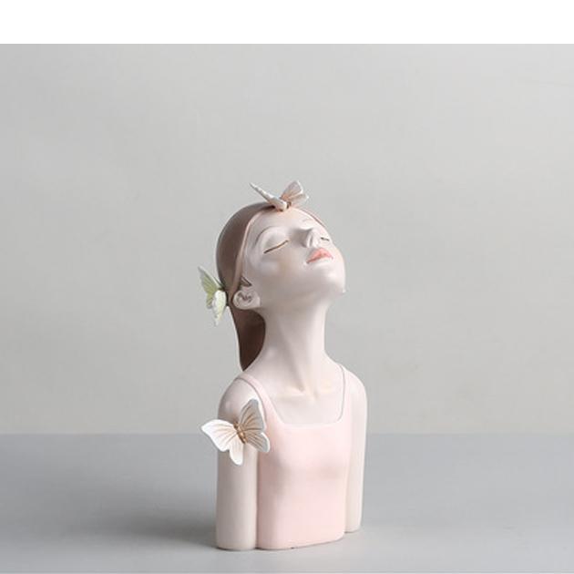 Girl Resin Sculpture Character Model Vase Modern Home Decor Living Room Bedroom Countertop Vase Gift Nordic Decor Home