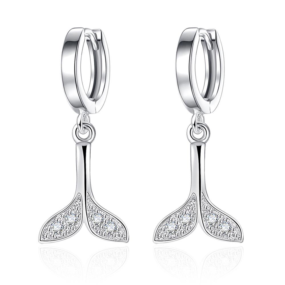 Mermaid Silver-plated Earrings, Earrings, Simple Dolphin Fishtail Earrings, Women's Ear Jewelry.