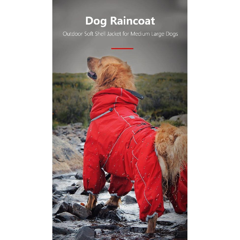 Dog Raincoat for Large Dogs Soft Breathable Snow-Proof Windproof Pet Rain Jacket Safety Waterproof Outdoor Dog Coat with Legs