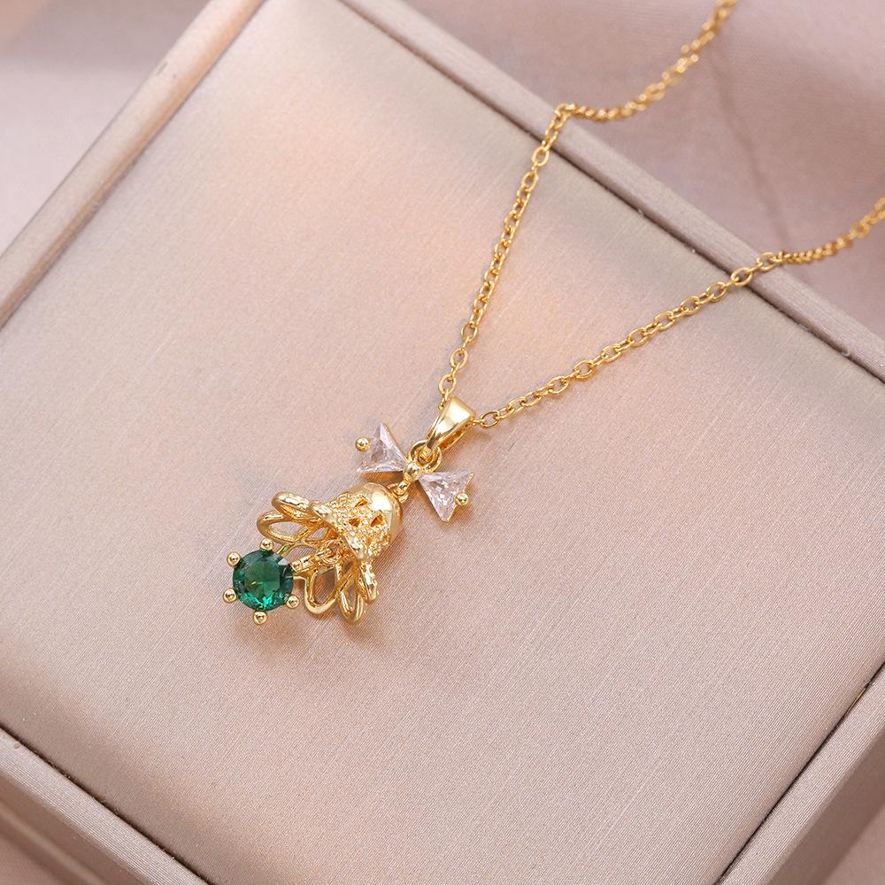 Christmas Tree Bell Pendant Necklace for Women 2024 Fashion Jewelry