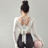 T Shirt Women Long Sleeve Polyester Sexy Back Tie Yoga Top For Workout And Casual Wear