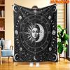 1pc 1pcs Sun Moon Stars Constellation Blanket - Soft Flannel Suitable for All Seasons, Themed Bedspread with Multicolor Print, Machine Washable Throw