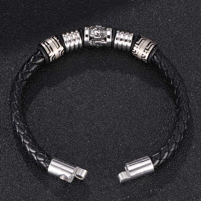 Punk Jewelry Skull Small Adorn Article Genuine Leather Bracelets Charm Men Bangles