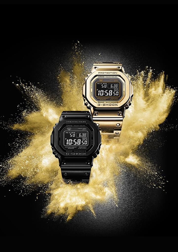 Casio G-Shock GMW-B5000GD-9JF Men's Gold Watch, Bluetooth-Equipped, Full Metal Design, Solar-Powered, Radio Wave, Authentic Japanese Product