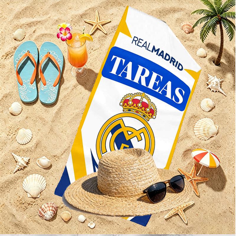 Real Madrid Print Beach Towel, Versatile Lightweight Absorbent Beach Towel for Pool Surf Yoga Bathroom, Perfect Birthday Holiday Gift