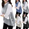 Women's Spring  Knitted Vest Casual Sleeveless V-Neck Side Buttons Decorative Buttons Solid Colour Top