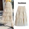 2024 Summer French Lace Embroidered Tulle Midi Skirt