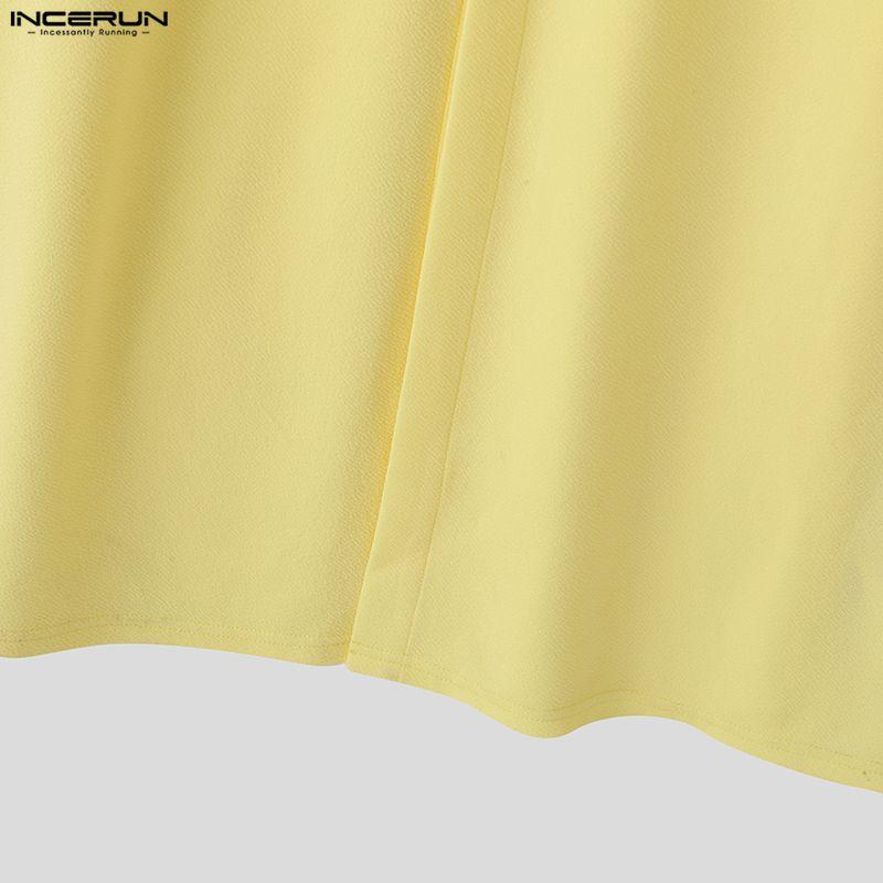 INCERUN Мужские кардиганы с лацканами, длинными рукавами и высокими разрезами, повседневные длинные пальто