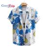 Cozy Up Men's  Casual Shirt Beach Shirt Red Blue Green Short Sleeve Flower / Plants Lapel Spring & Summer Hawaiian Holiday Clothing Apparel Print