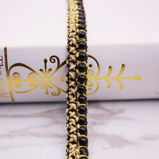 1 ярд Кружевная лента с искусственным жемчугом, расшитая бисером, Свадебное платье, пояс, отделка, шитье, рукоделие