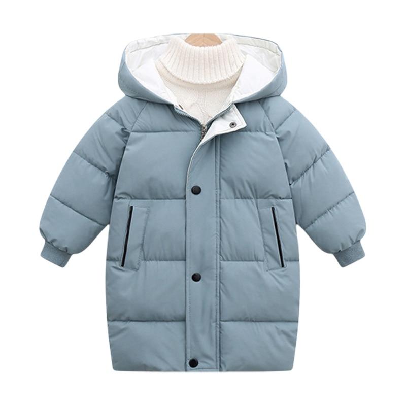 Длинные пуховые пальто для маленьких мальчиков и девочек, легкая верхняя одежда, зимние куртки с капюшоном, пуховая ветрозащитная куртка, верхняя одежда, детская парка с подкладкой, От 4 до 9 лет
