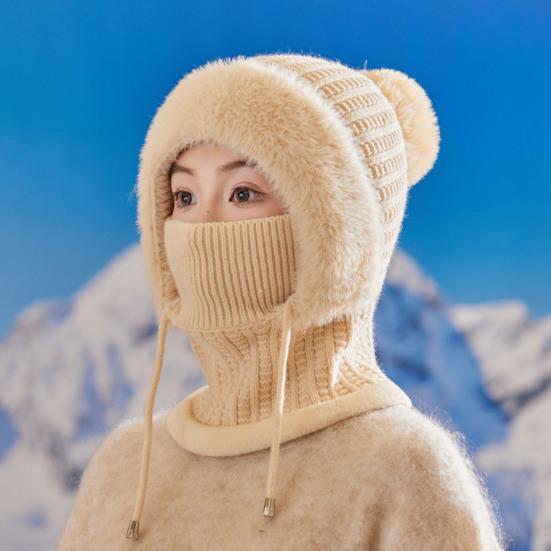 Вязаная шапка женская ветрозащитная утепленная конструкция мягкая флисовая подкладка 3-в-1 зимняя теплая шапка для приключений на открытом воздухе катания на лыжах пеших походов головной убор