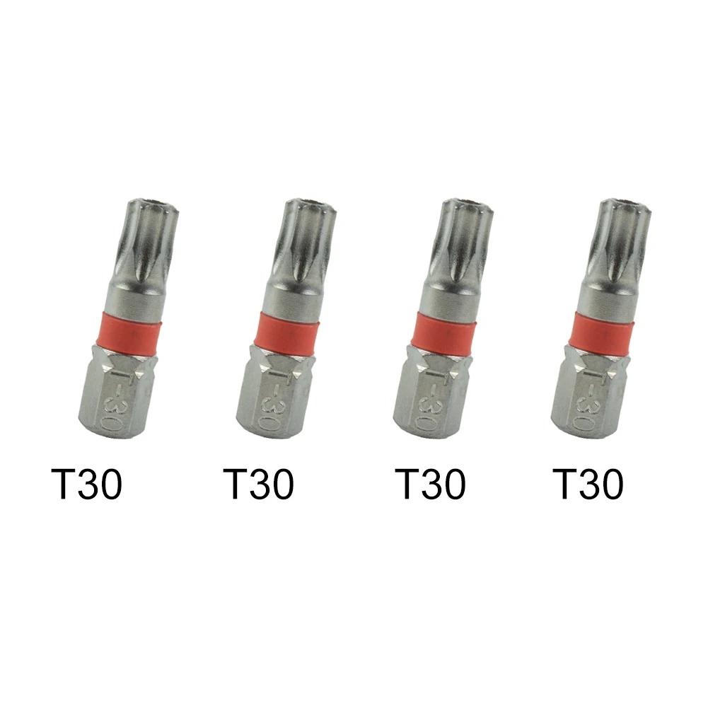 4Pcs 25mm T6-T40 Magnetic Torx Screwdriver Bits Set Electric Screwdriver Head T6/T8/T9/T10/T15/T20/T25/T27/T30/T35/T40 Hand Tool