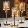 Luxury Wedding Decor Pillar Candle Container with Metal Base Tea Light Holder Glass Candle Holder Candlestick Birthday Gifts