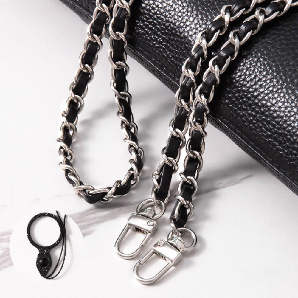 Metal Leather Crossbody Phone Strap Zinc Zinc Alloy Key Chain Metal Leather Chain for Phone Hanging