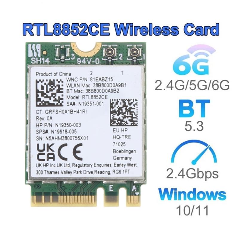 5400 Мбит/с Wi-Fi приемник TriBand 2.4/5/6Ghz WiFi 6E карта Bluetooth совместимый 5.3 RTL8852CE беспроводной адаптер для