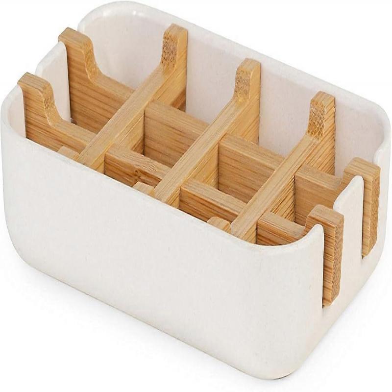 White/Natural Compactor White Soap Dish, Eco-Friendly Bamboo, Natural, Biodegradable, Plastic Free