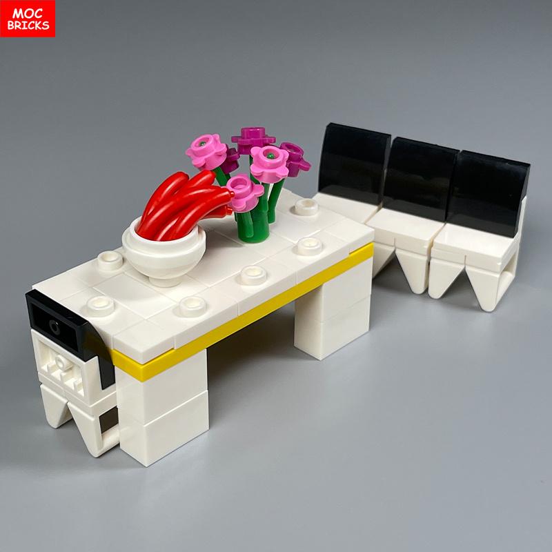 Конструктор MOC Кухонный шкаф Посуда Инструмент Кофеварка Машина Диспенсер для воды Рабочая поверхность Обучающий строительный блок Детская игрушка