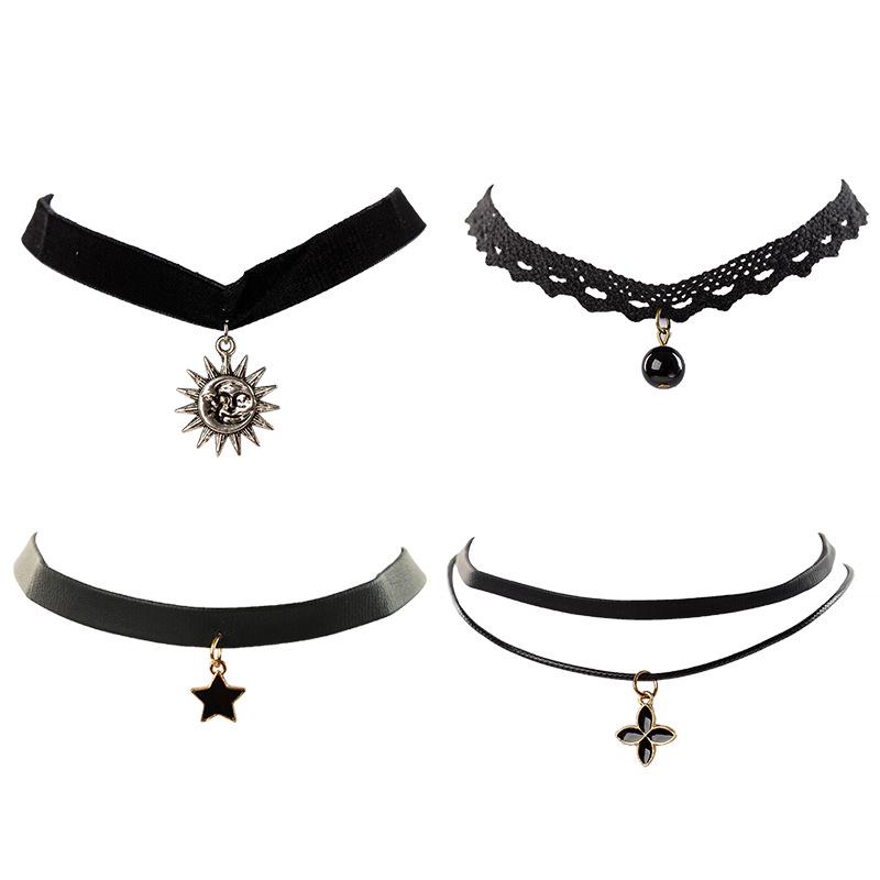 Korean Style Lace Choker Necklace Set: Clavicle Chains & Neck Straps