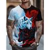 Different Pupil Wolf Print Men's T-shirt Men's Daily Casual T-shirt Urban Street Fashion Short-sleeved Summer Outdoor Sports Tee