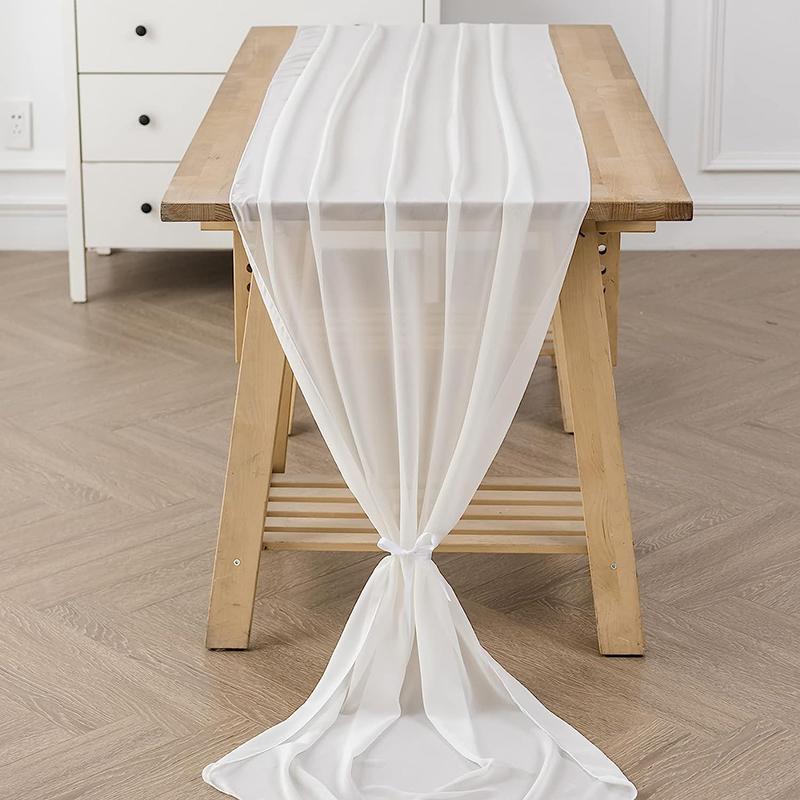 Белая шифоновая дорожка для стола Свадебные украшения для вечеринки по случаю рождения ребенка День рождения Рождество День благодарения Хэллоуин Мероприятия Товары