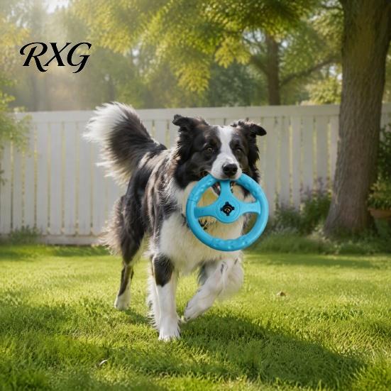 Water Fetch Toys for Swimming Dogs Floating Toy, Interactive Dog Toy with Bell, Steering High Elasticity Exercise Gear Wheel Shape, Pool Training