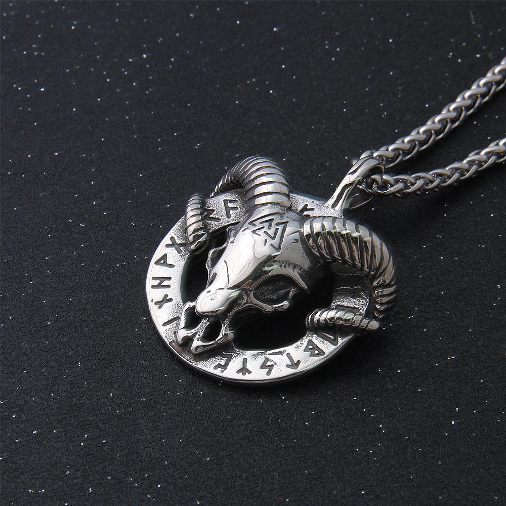 Скандинавская мифология, мужской амулет из нержавеющей стали, скандинавский викинг, ожерелье с козой Тором, кулоном Валькнутом, головой козла викингов, нержавеющая сталь