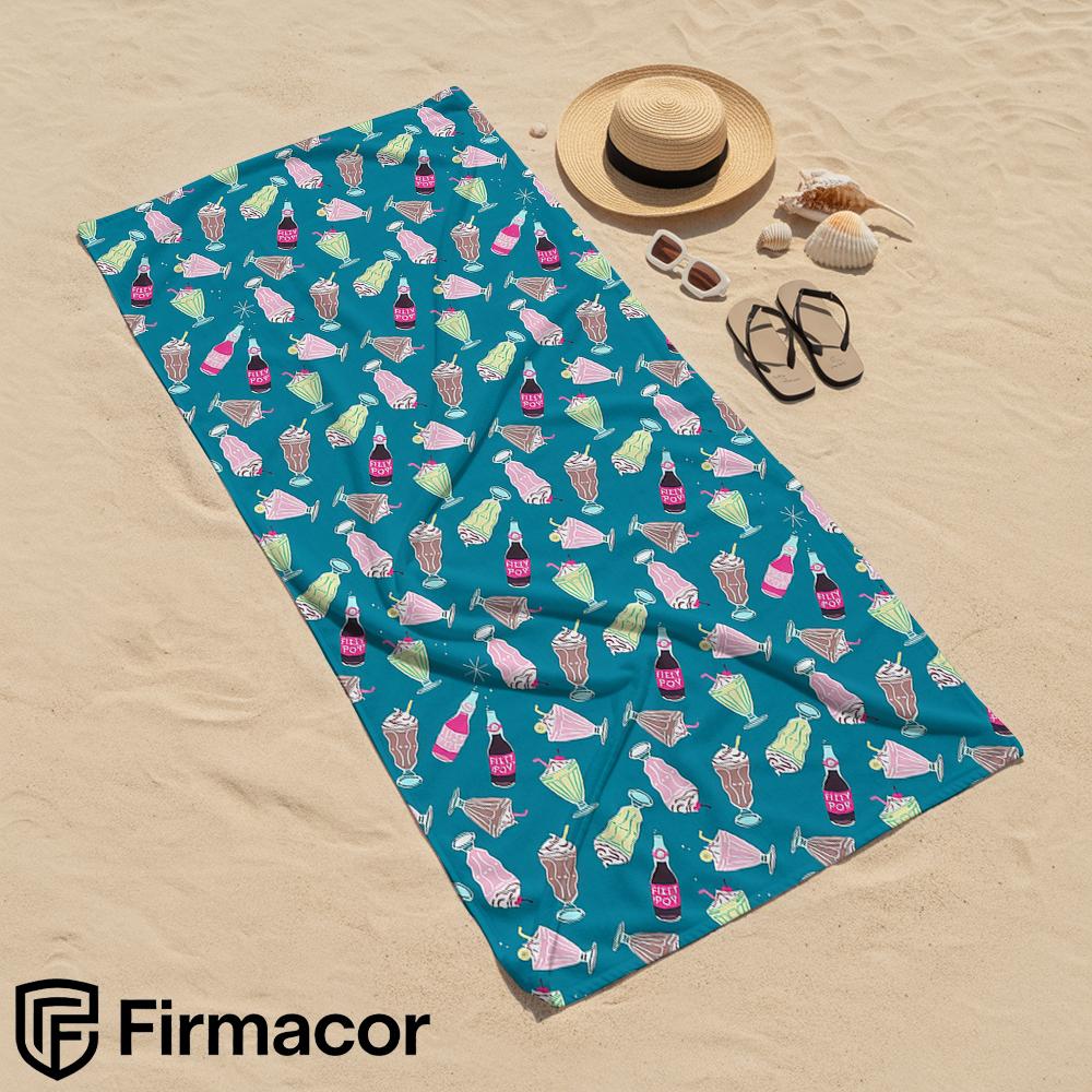 Vintage Milkshake Soda Soft Portable Travel Towel Unisex Ultra Lightweight Microfiber Oversized Sand Free Quick Dry Beach Towel