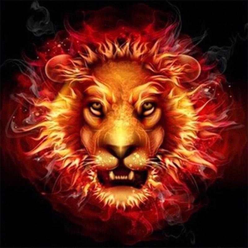 5D DIY полная круглая алмазная живопись Король Лев серии вышивка крестиком мозаика со стразами изображение животного украшение вышивка