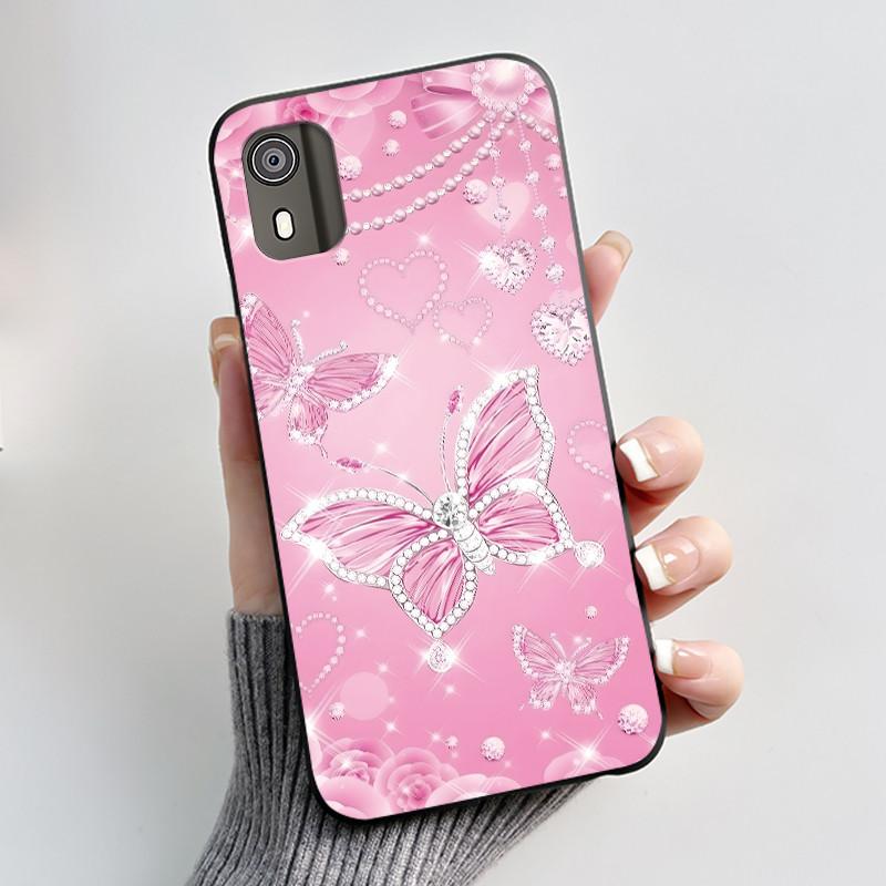 For Nokia C02 C12 C12+ Plus Case Luxury Butterfly Flower Black Soft Silicone TPU Phone Case For NOKIA C12 Pro Back Cover Casing