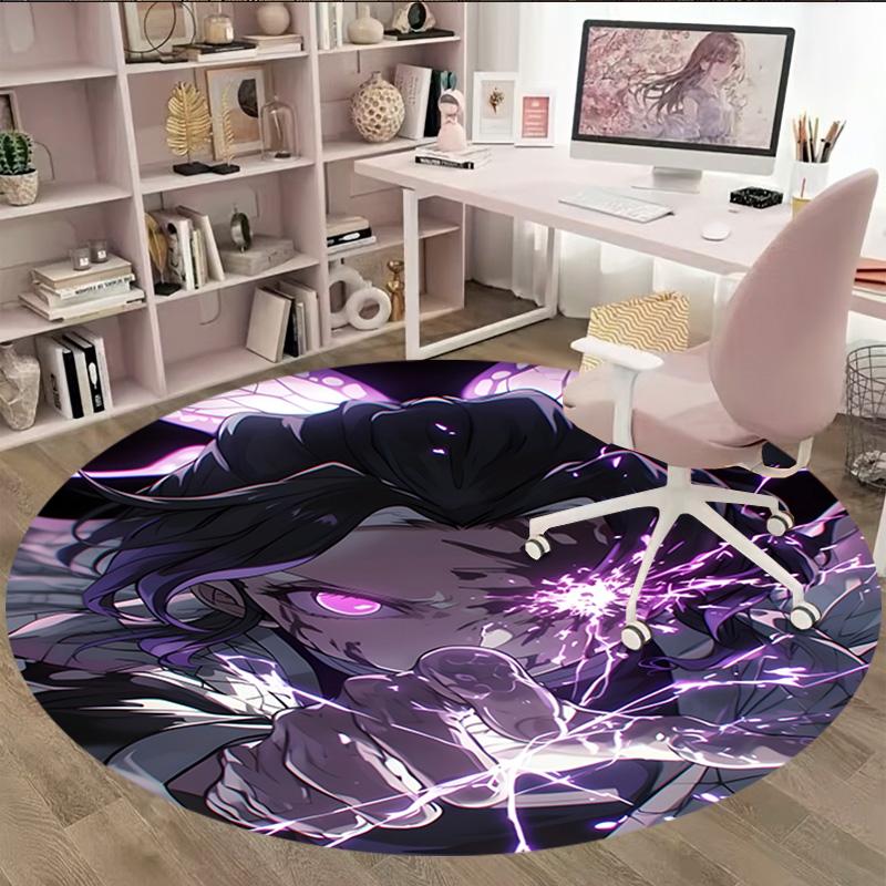 1pc Kochou Shinobu Carpet, Round Rug, Comfortable, Suitable for Entryways, Living Rooms, Office, And Bedrooms, Christmas Decoration
