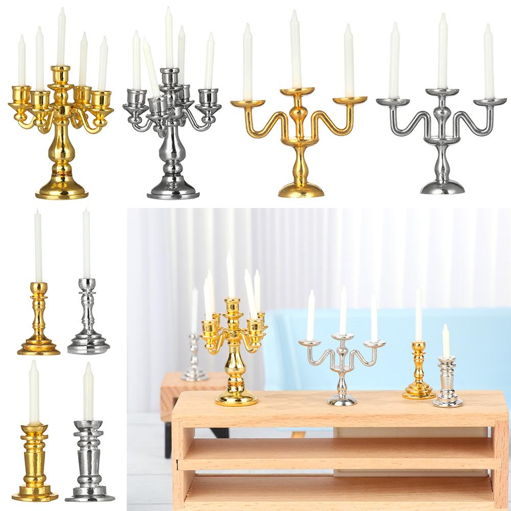 Модель сцены Мини Настольное украшение Кукольные аксессуары Кукольный домик Подсвечник Миниатюрный подсвечник