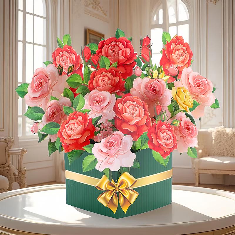 3D pop-up открытка на День матери с цветами и конвертом