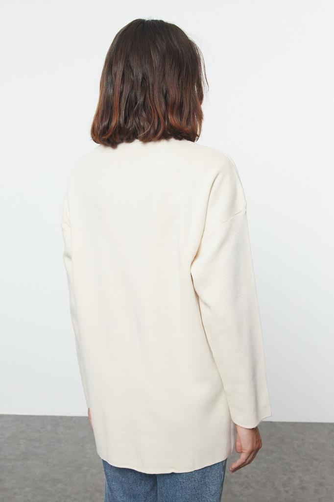 Женский модный стильный кардиган в стиле хиджаб с каменным воротником и вышивкой, кружевной подробный трикотажный кардиган