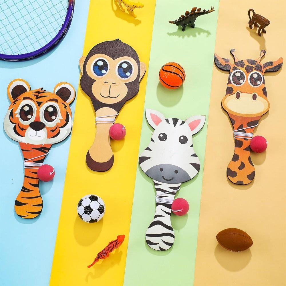 4Pcs Elastic String Paddle Ball Game Portable Wooden Target Ball Outdoor Training