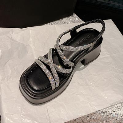 Сандалии Water Diamond с толстой подошвой, женские летние новые эластичные универсальные туфли на высоком каблуке для женщин Sandalias De Mujer Sandal