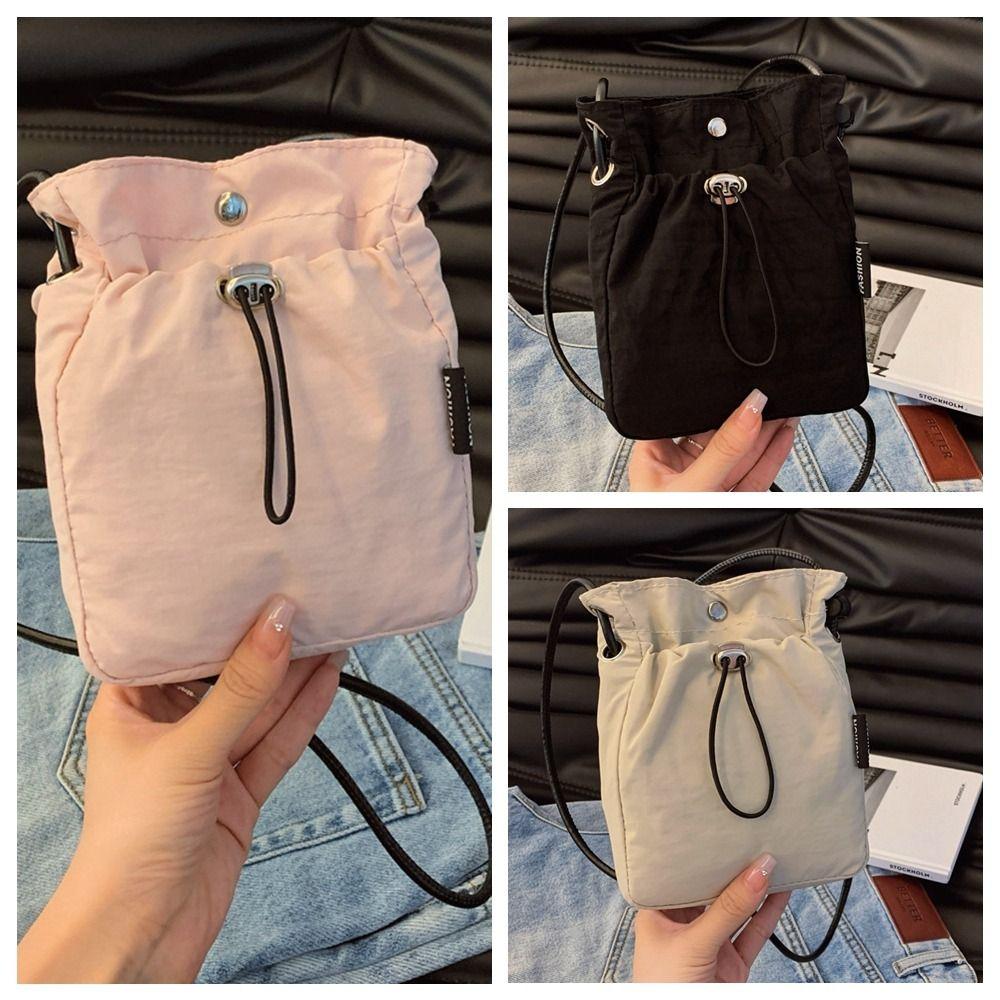 Purse Drawstring Canvas Bag Crossbody Bag Mobile Phone Bag Cute Nylon Shoulder Bag Office Worker