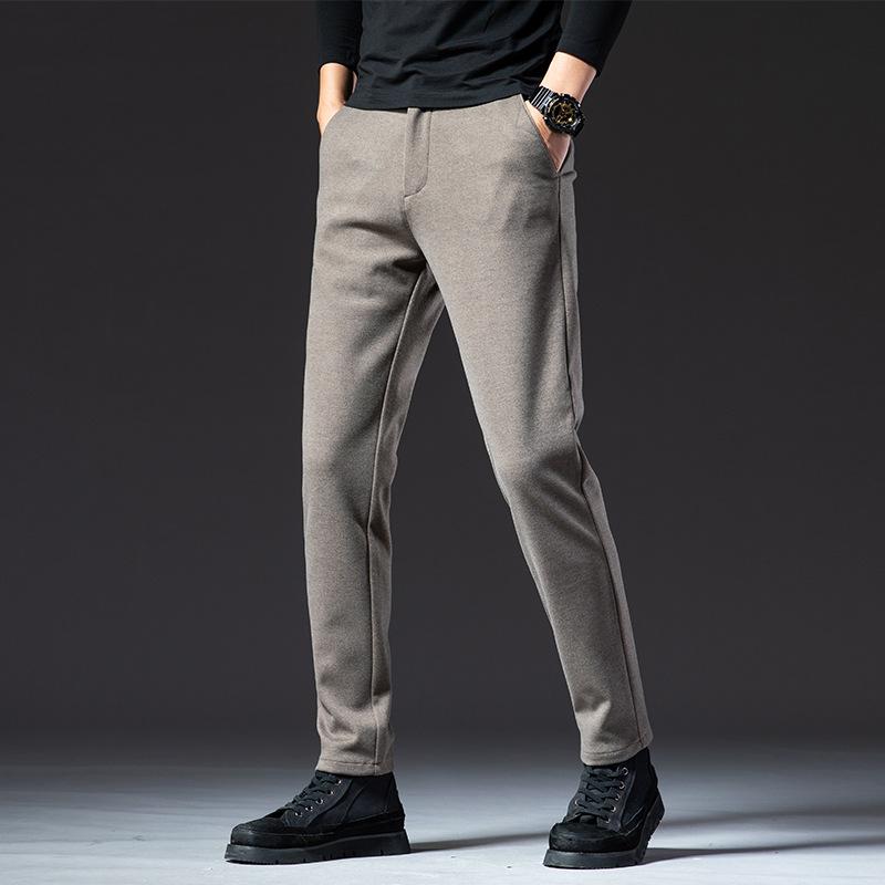 2024 Осень/Зима Толстые/Обычные Шерстяные Брюки Мужские Прямые Брюки-трубы Повседневные Брюки Легкие Деловые Эластичные Антипригарные Серые Брюки
