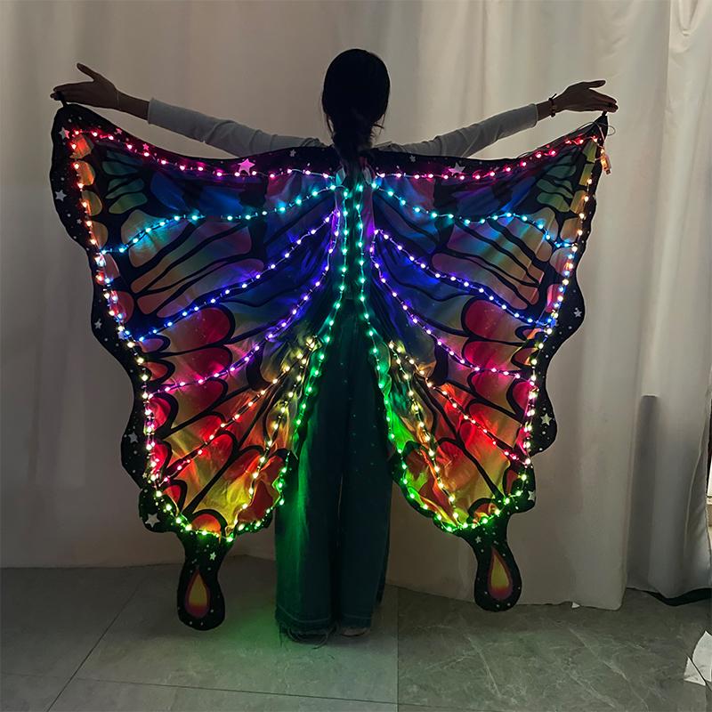 Adult Kids Led Butterfly Wings Luminous Fairy Wings App Control LED Butterfly Cloak Forest Dance Wear Campus Performance Costume